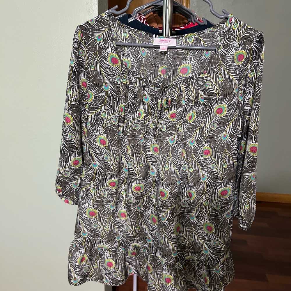 Liberty of London Multicolor Feather Print Blouse